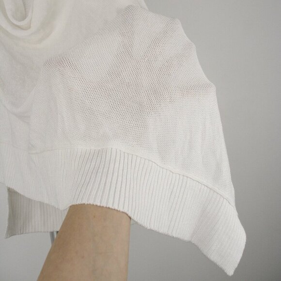 Club Monaco White Drape Plunge Cowlneck Asymmetrical Sleeveless Knit Top Sz M - Picture 4 of 11